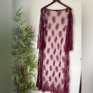 Lace kimono - burgundy